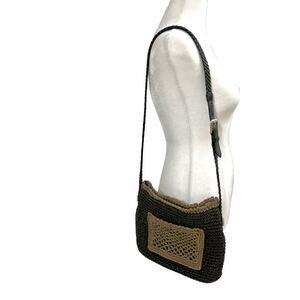 Brighton Women’s Woven Straw Adjustable Brown Shoulder Bag Leather Strap